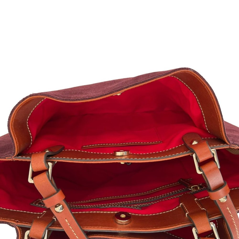 Elegant Burgundy Suede Tote Bag - Picture 11 of 14